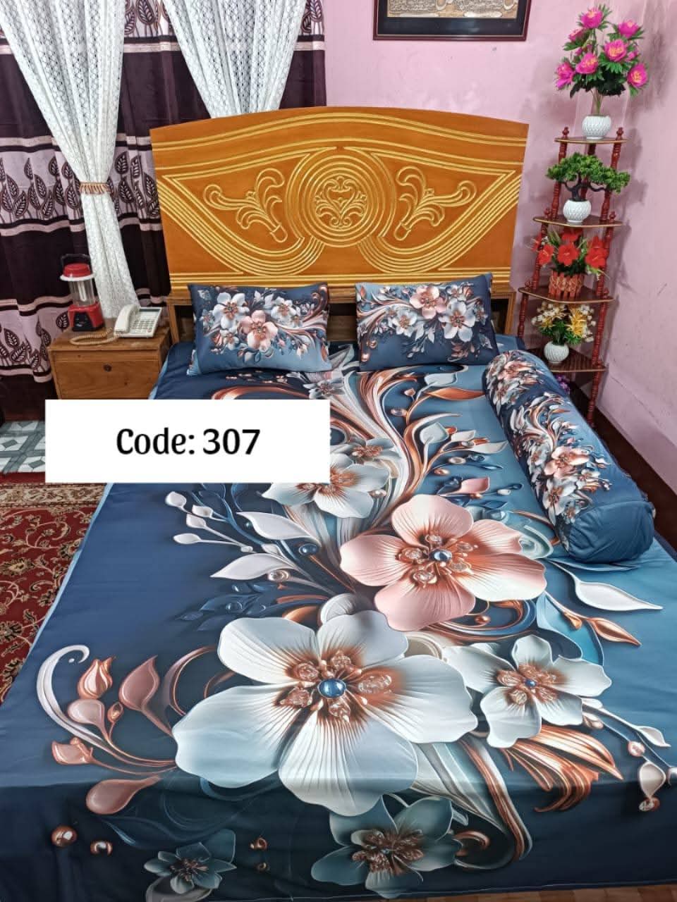 Primium 3D Bedsheet Four Piece Set code 307