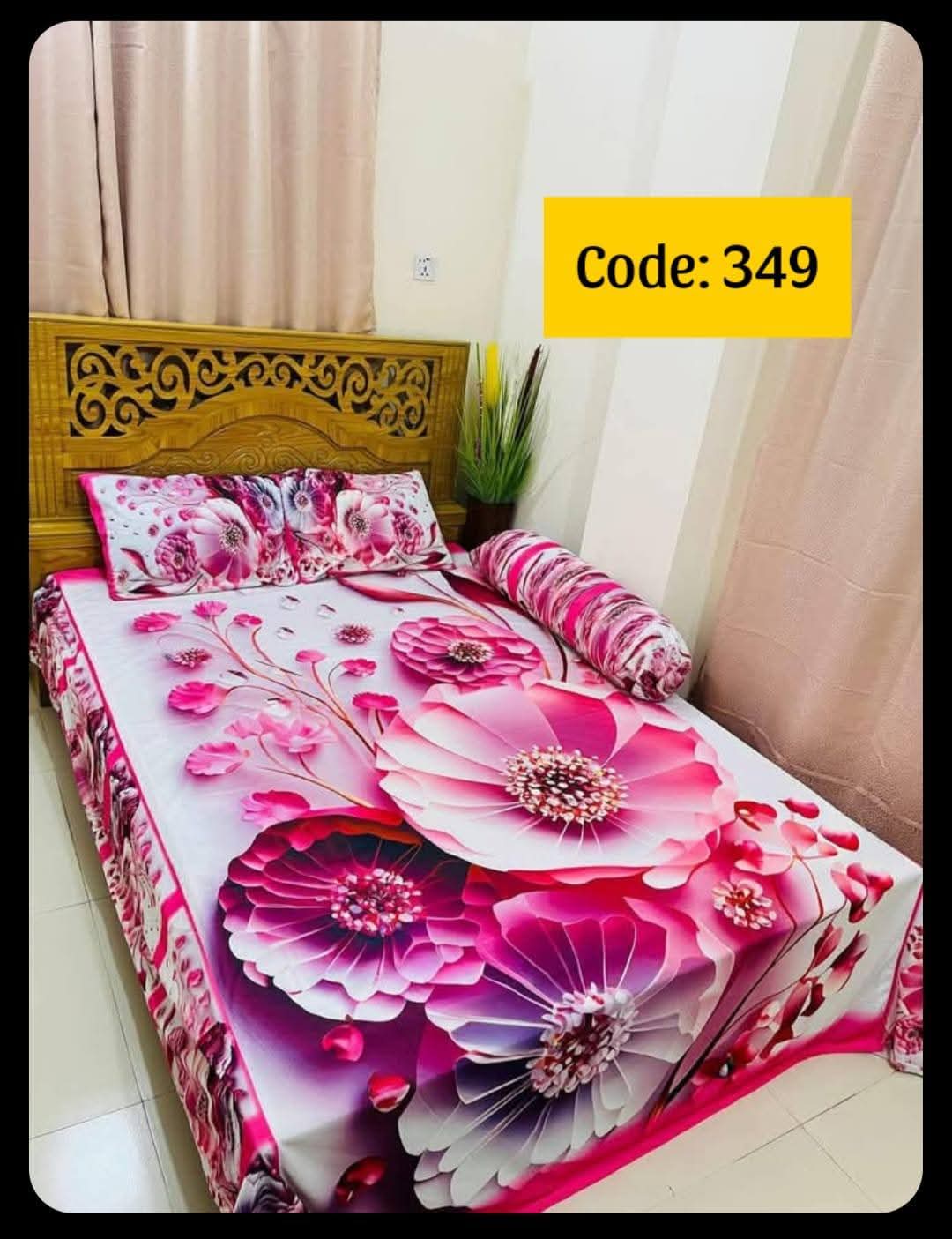 Primium 3D Bedsheet Four Piece Set code 349