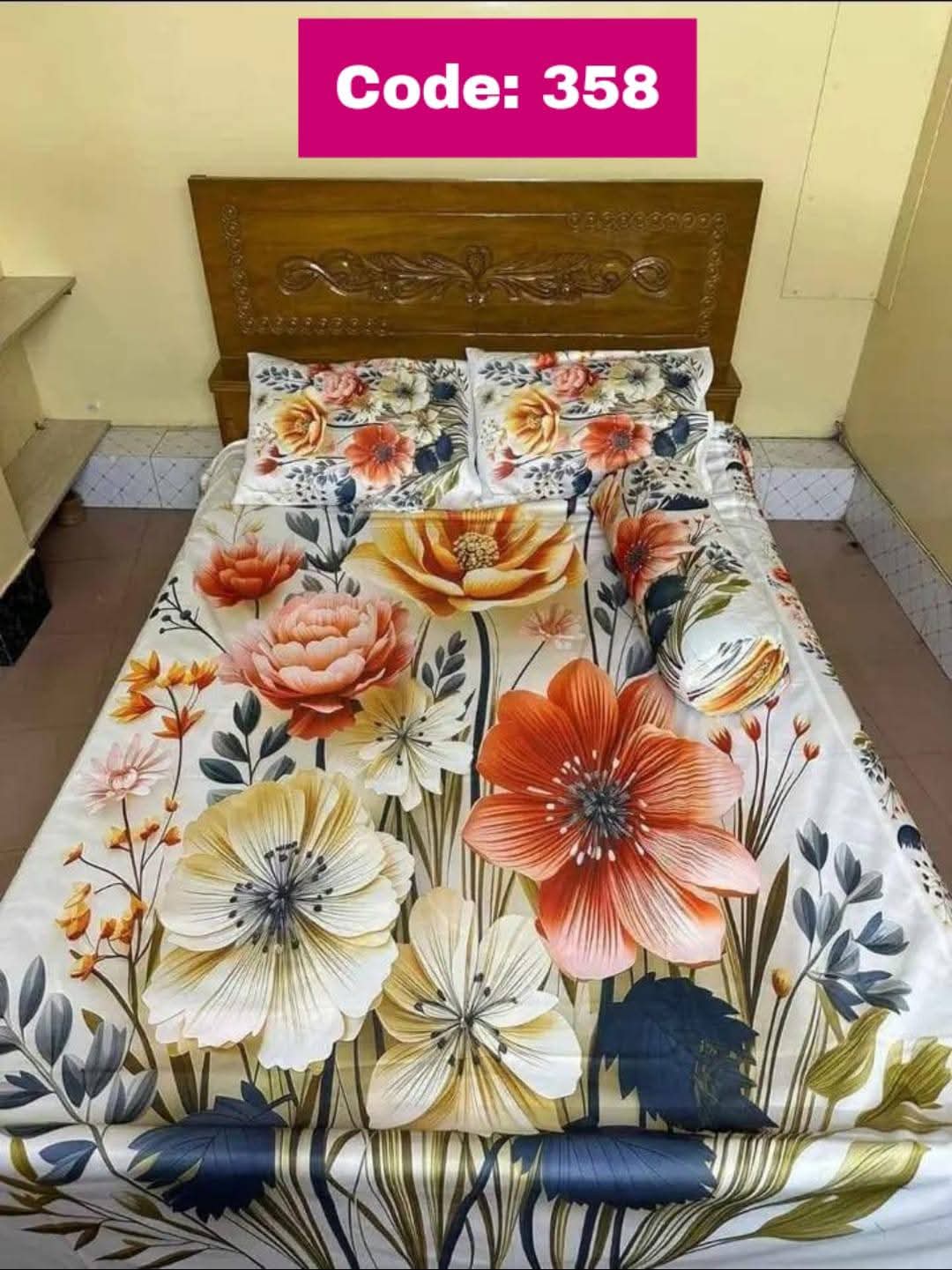 Primium 3D Bedsheet Four Piece Set code 358