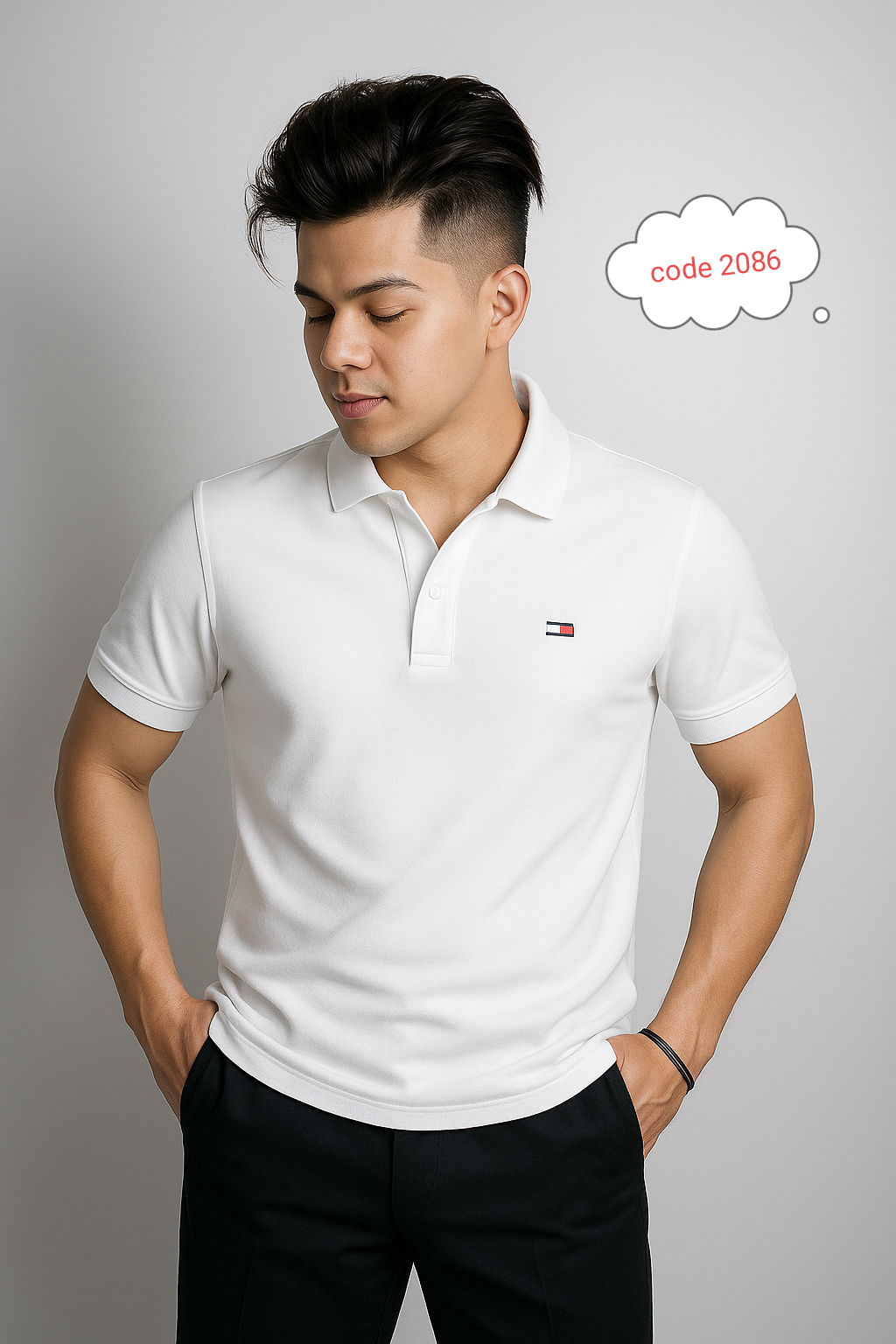 Tommy Hilfiger Relaxed Fit Polo Shirt (Men's) – White Edition code 2086