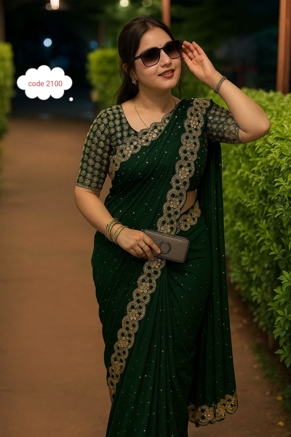 Original Mirror work Jorjet saree code 2100