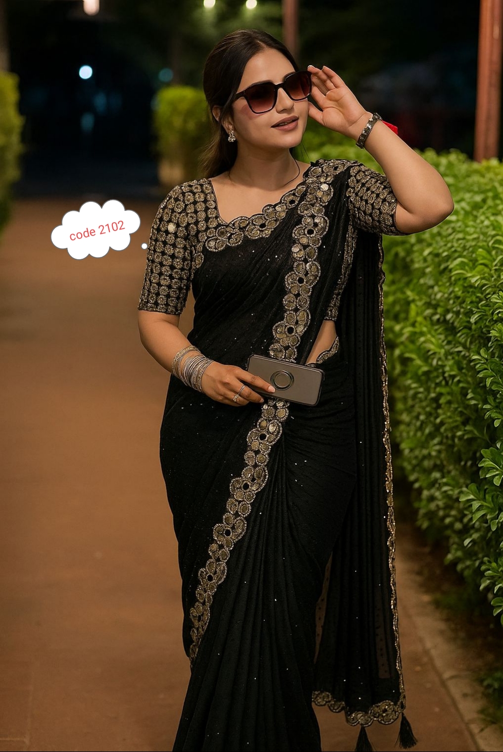 Original Mirror work Jorjet saree code 2102