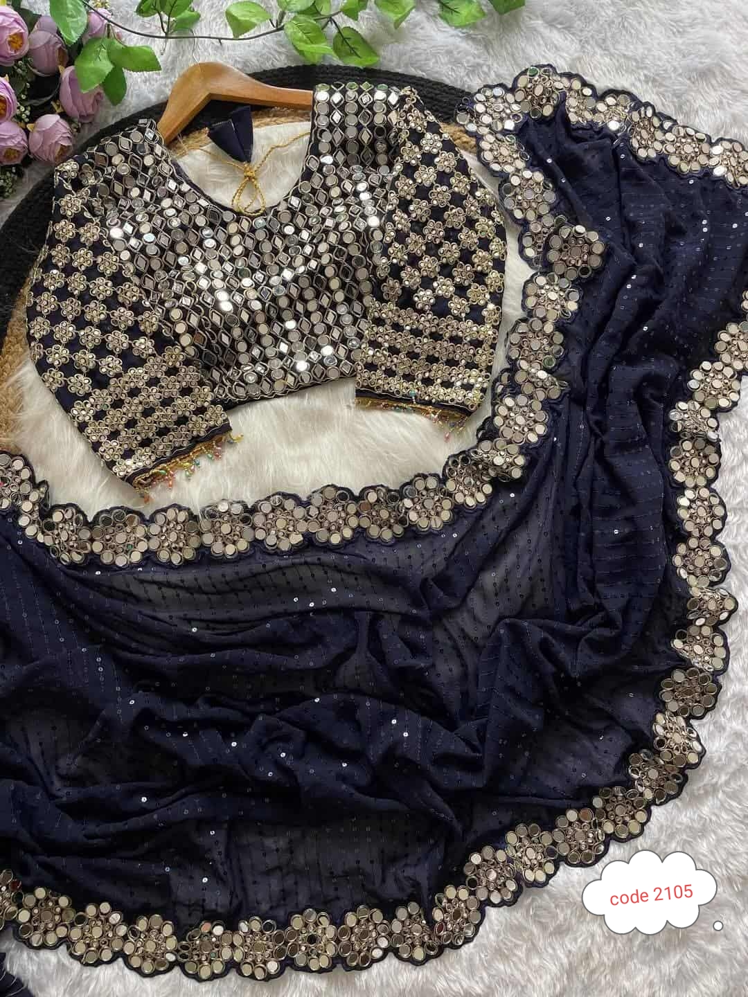 Original Mirror work Jorjet saree code 2105