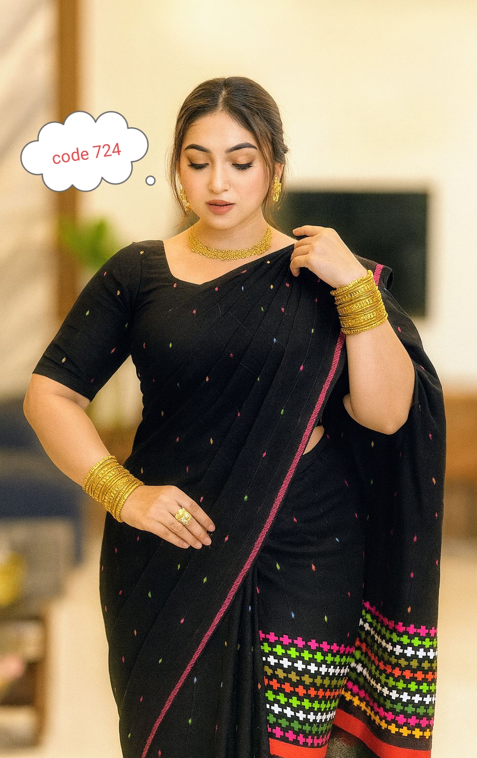 Khes pair plus saree code 724