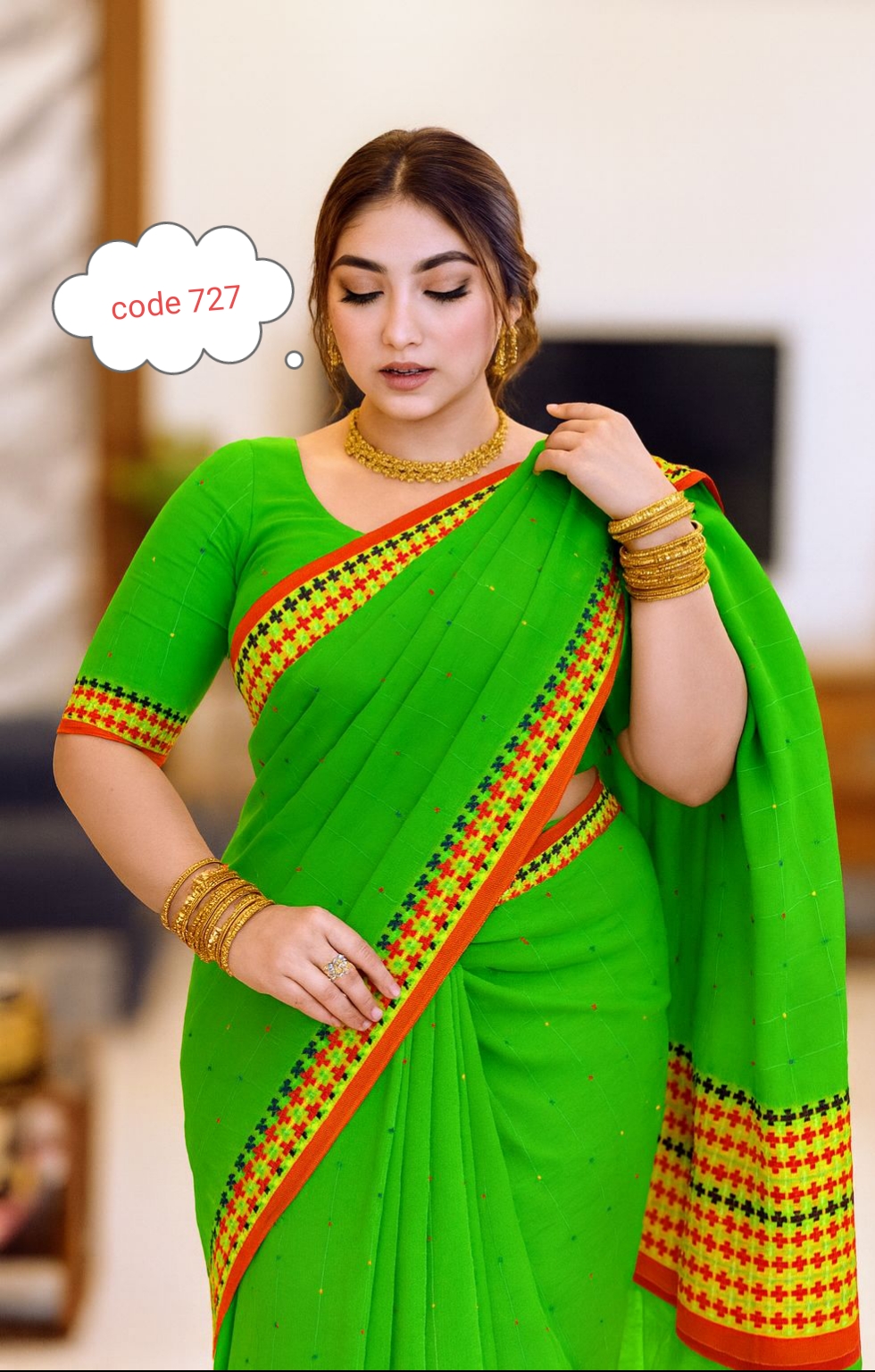 Khes pair plus saree code 727