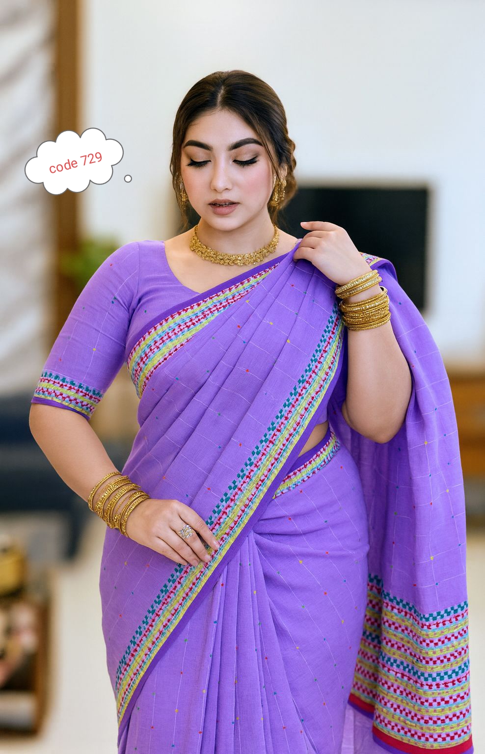 Khes pair plus saree code 729