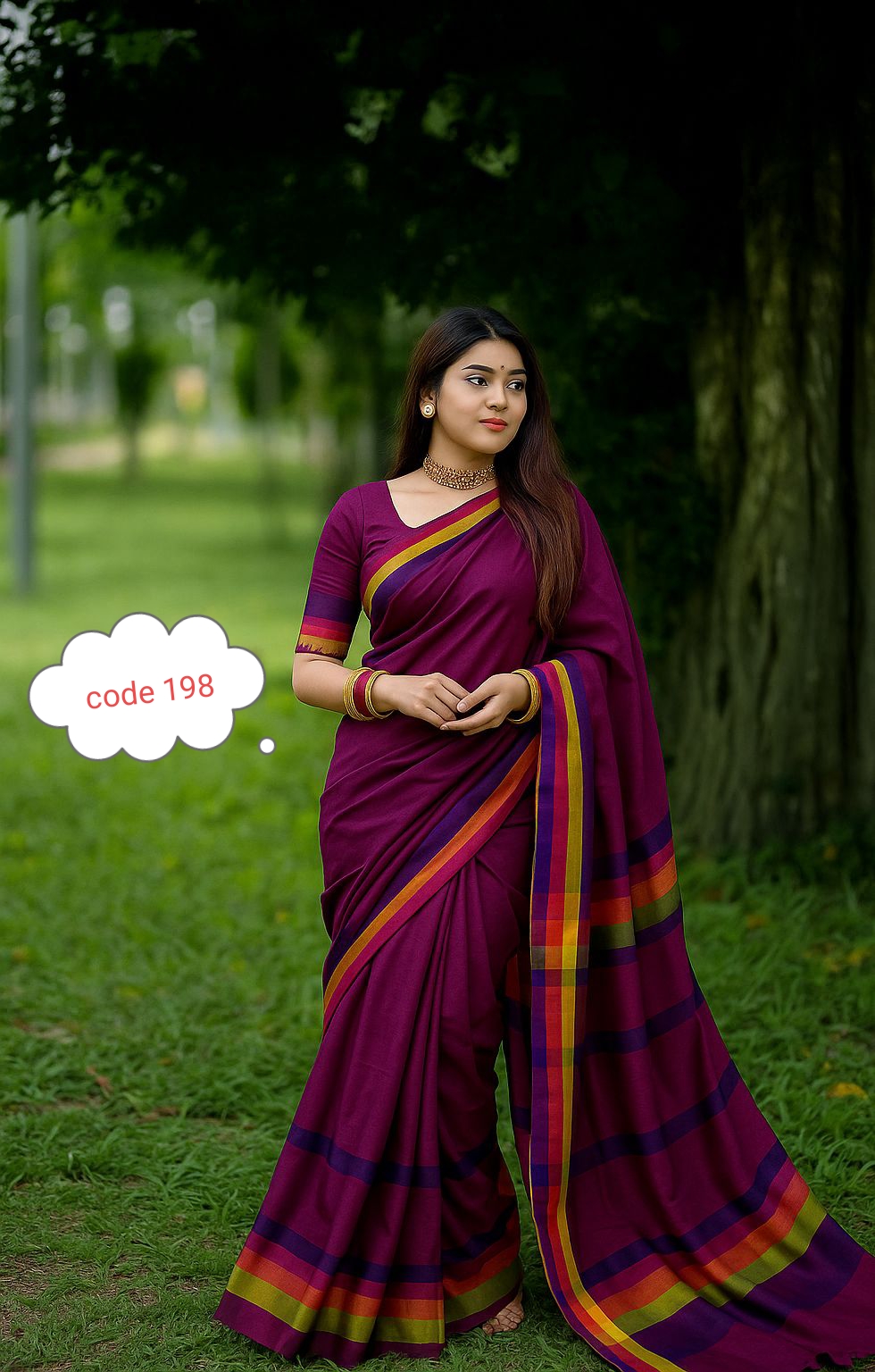 Half silk rongdhonu saree code 198