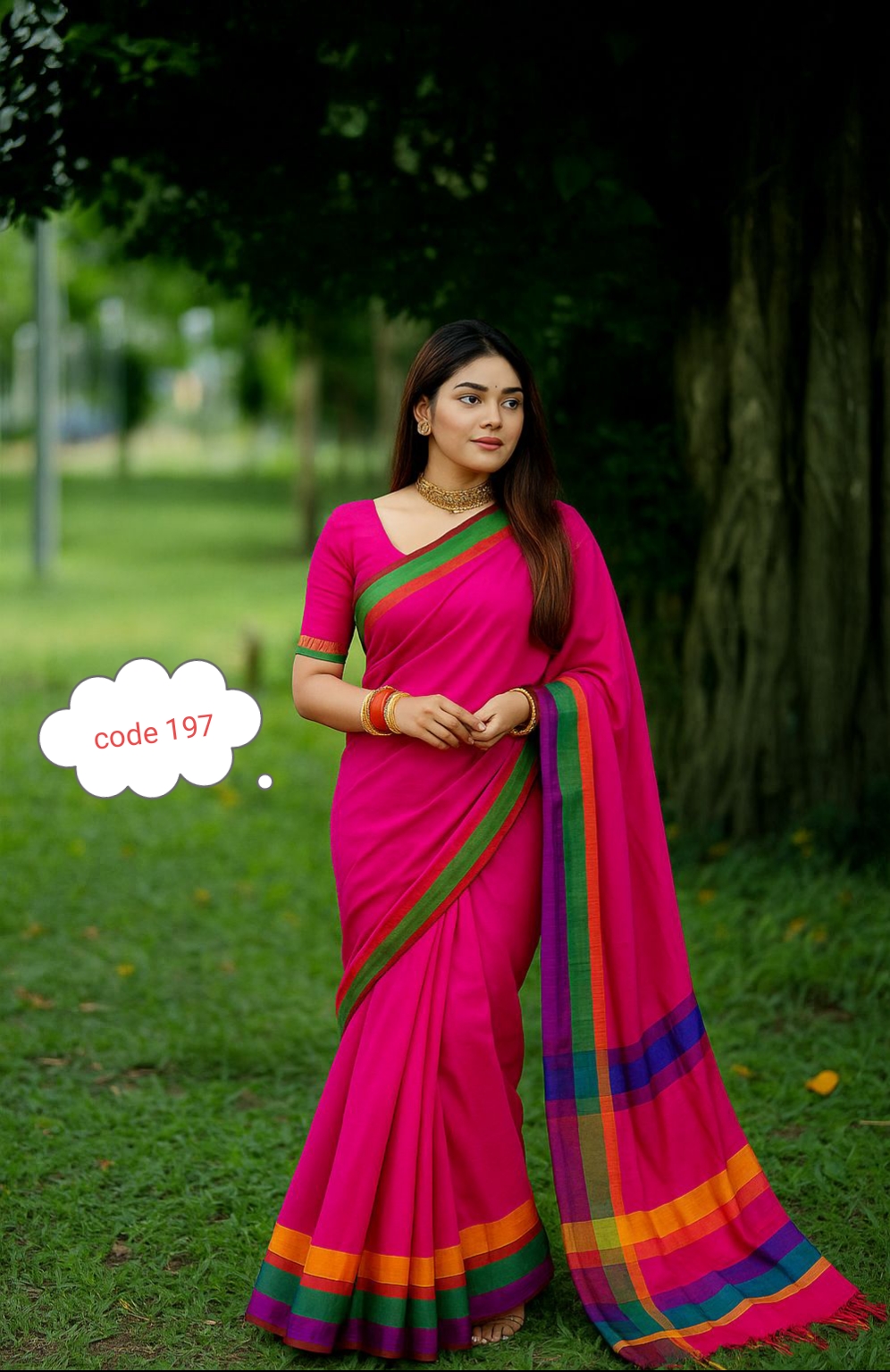 Half silk rongdhonu saree code 197