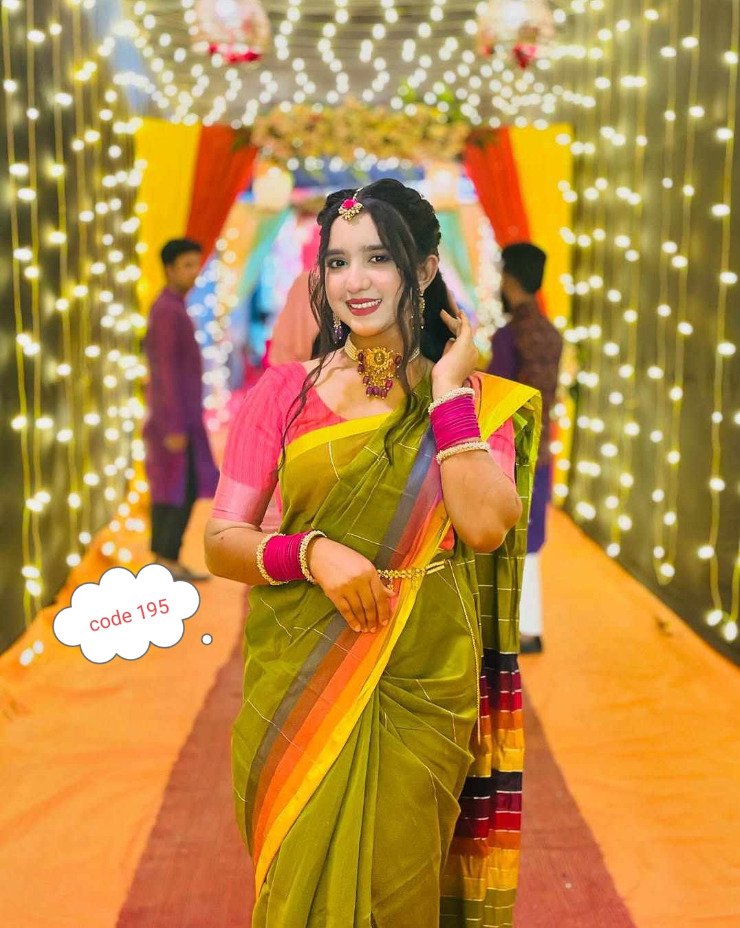 Half silk rongdhonu saree code 195