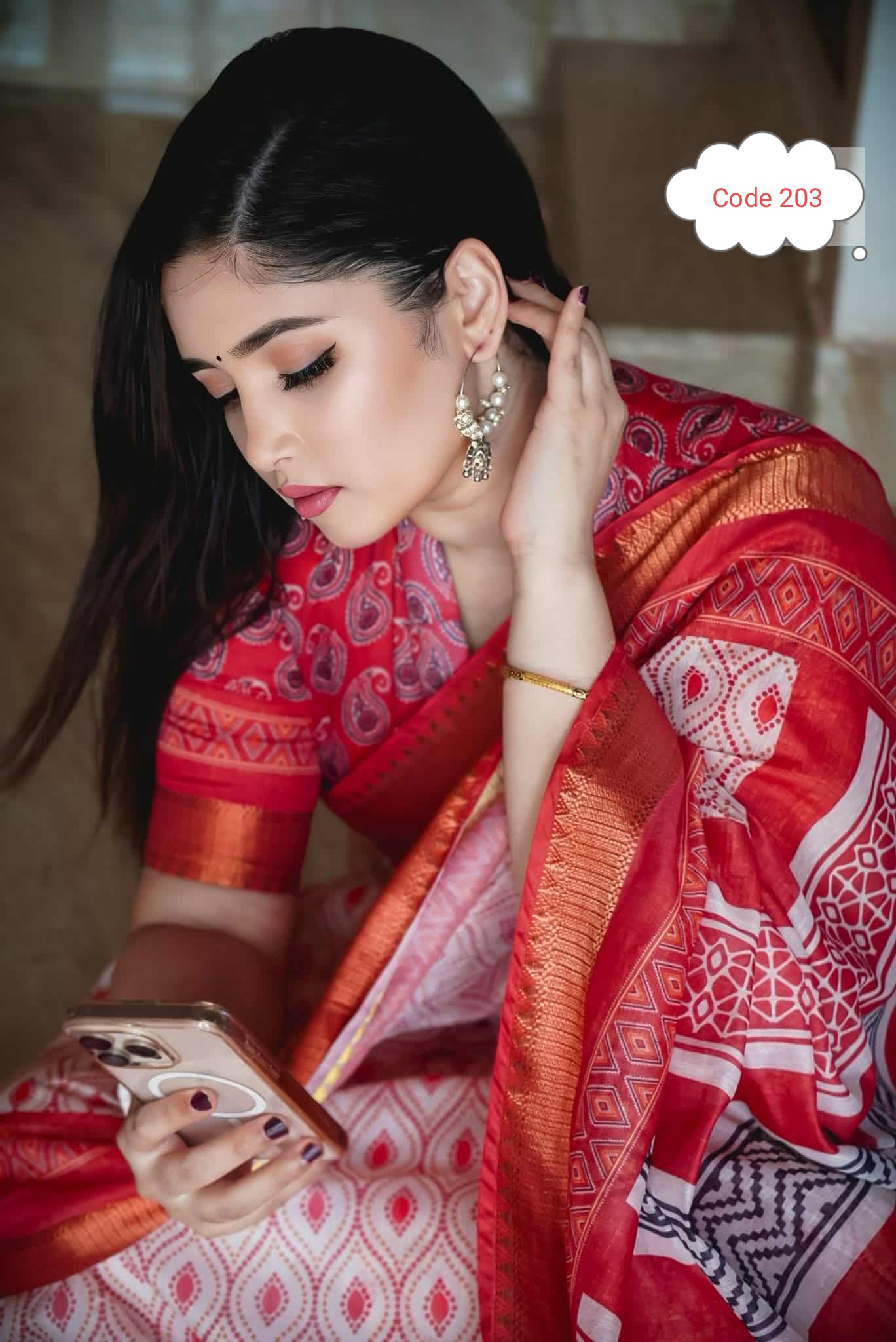 Exclusive Digital Moslin silk saree code 203