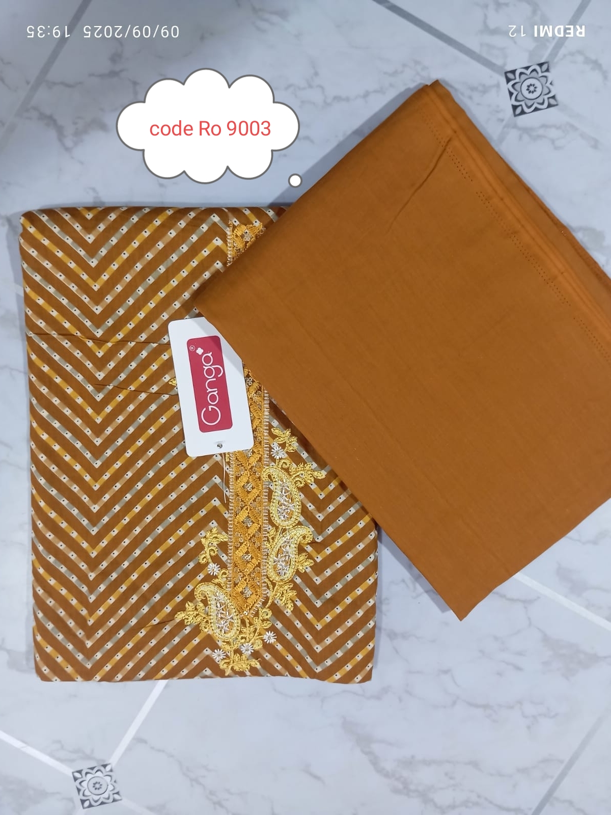 Indian gonga three piece with embroidery work code Ro 9003