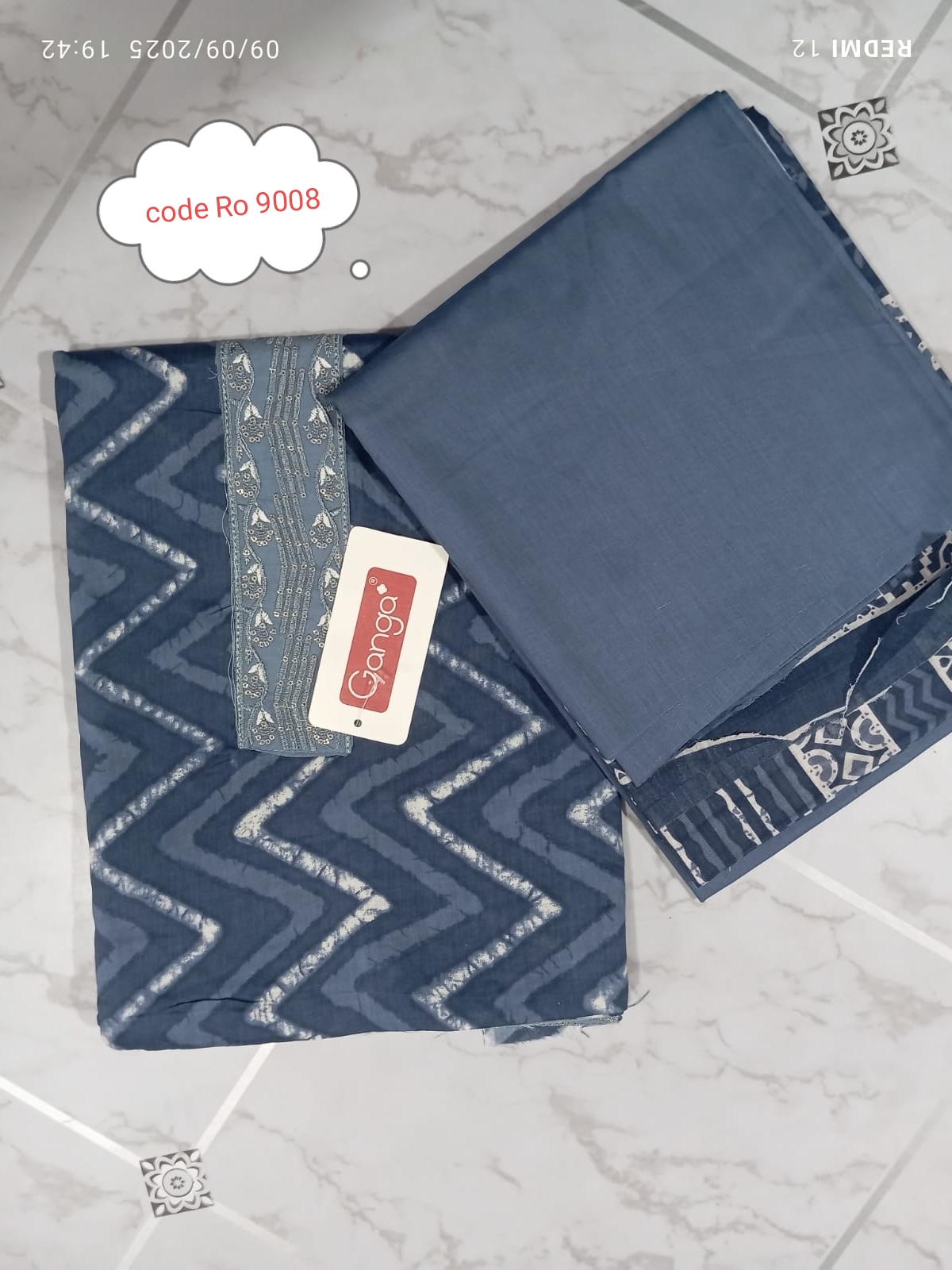 Indian gonga three piece with embroidery work code Ro 9008