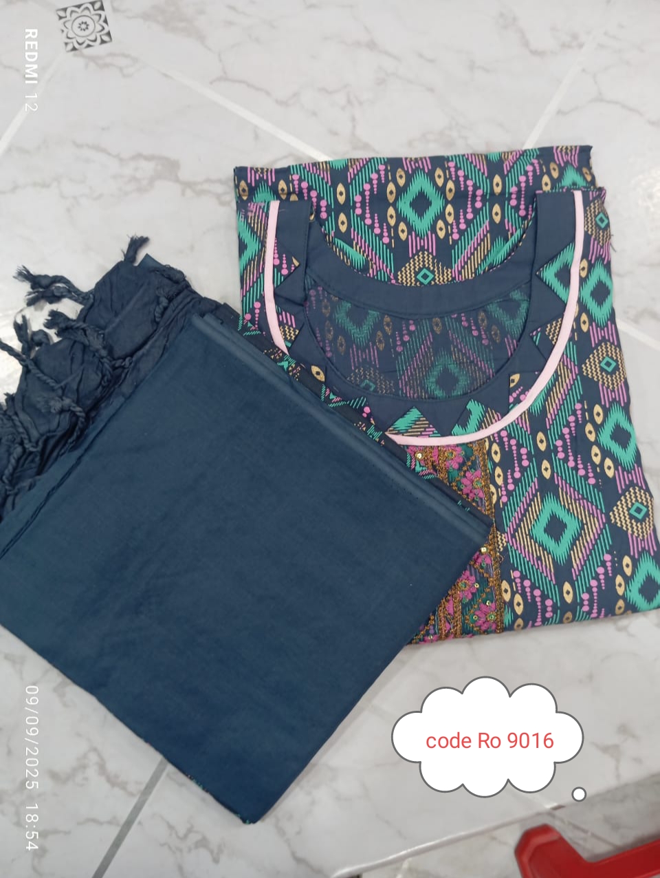 Aarong pure cotton with embroidery secuince work code RO 9016