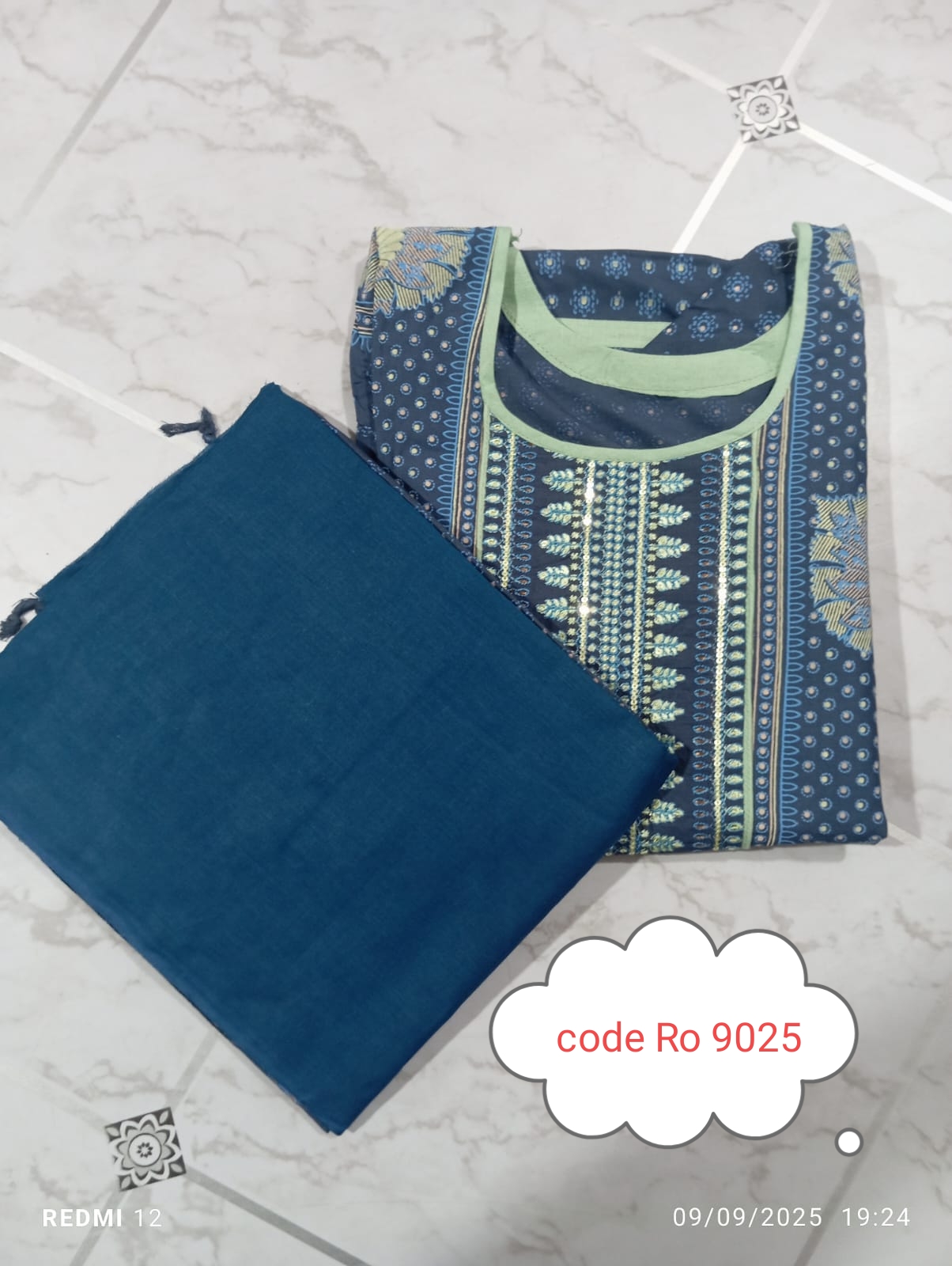 Aarong pure cotton with embroidery secuince work code RO 9025