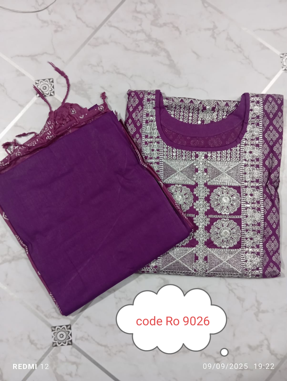 Aarong pure cotton with embroidery secuince work code RO 9026