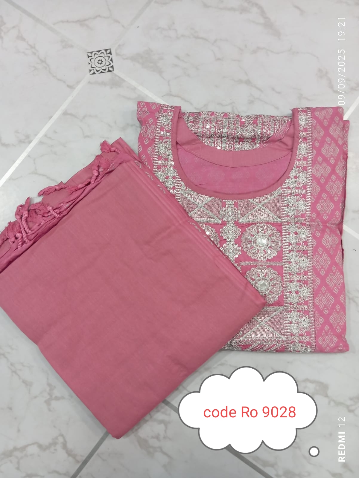 Aarong pure cotton with embroidery secuince work code RO 9028