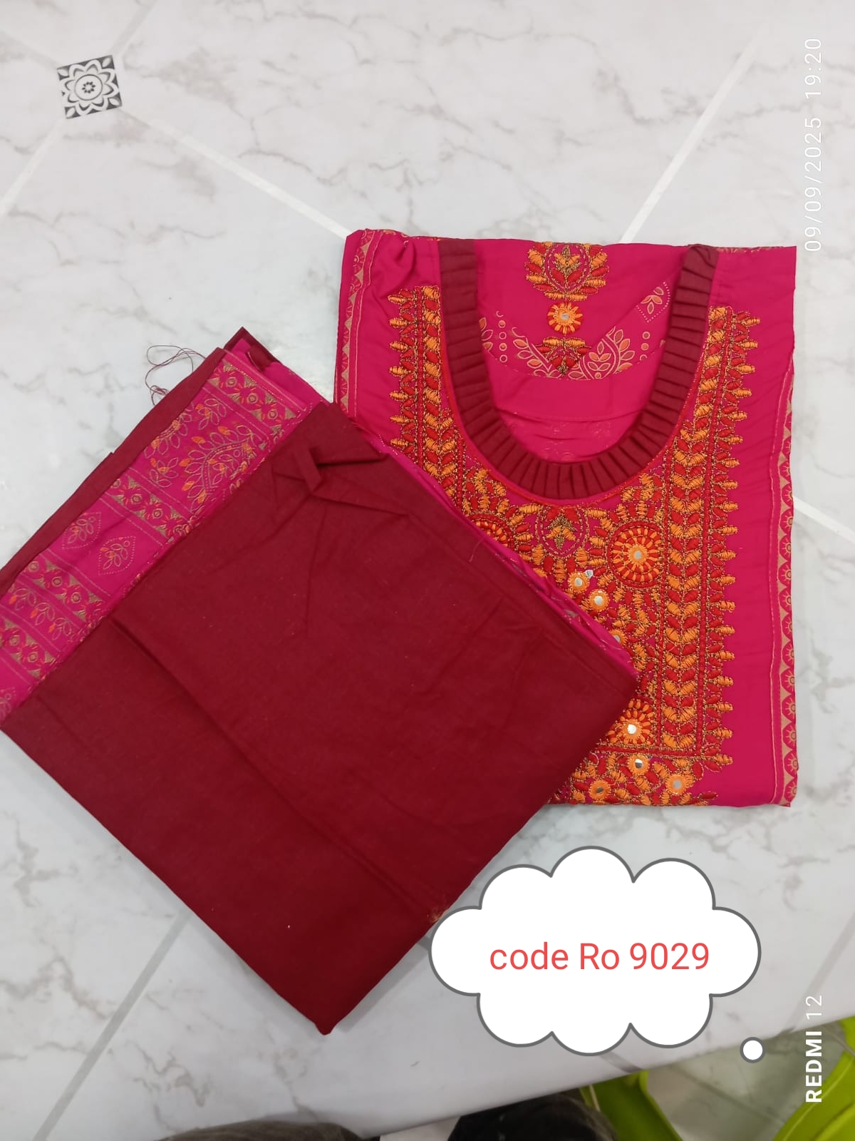 Aarong pure cotton with embroidery secuince work code RO 9029