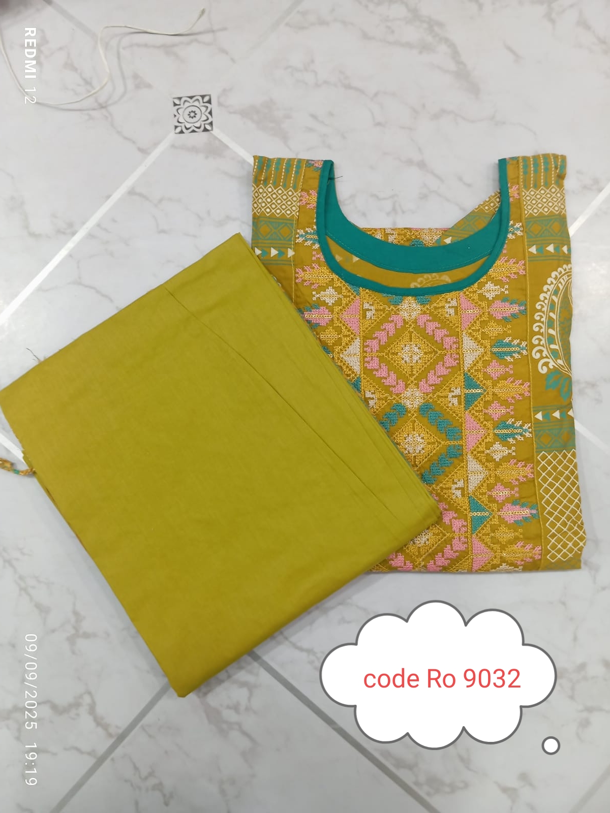 Aarong pure cotton with embroidery secuince work code RO 9032