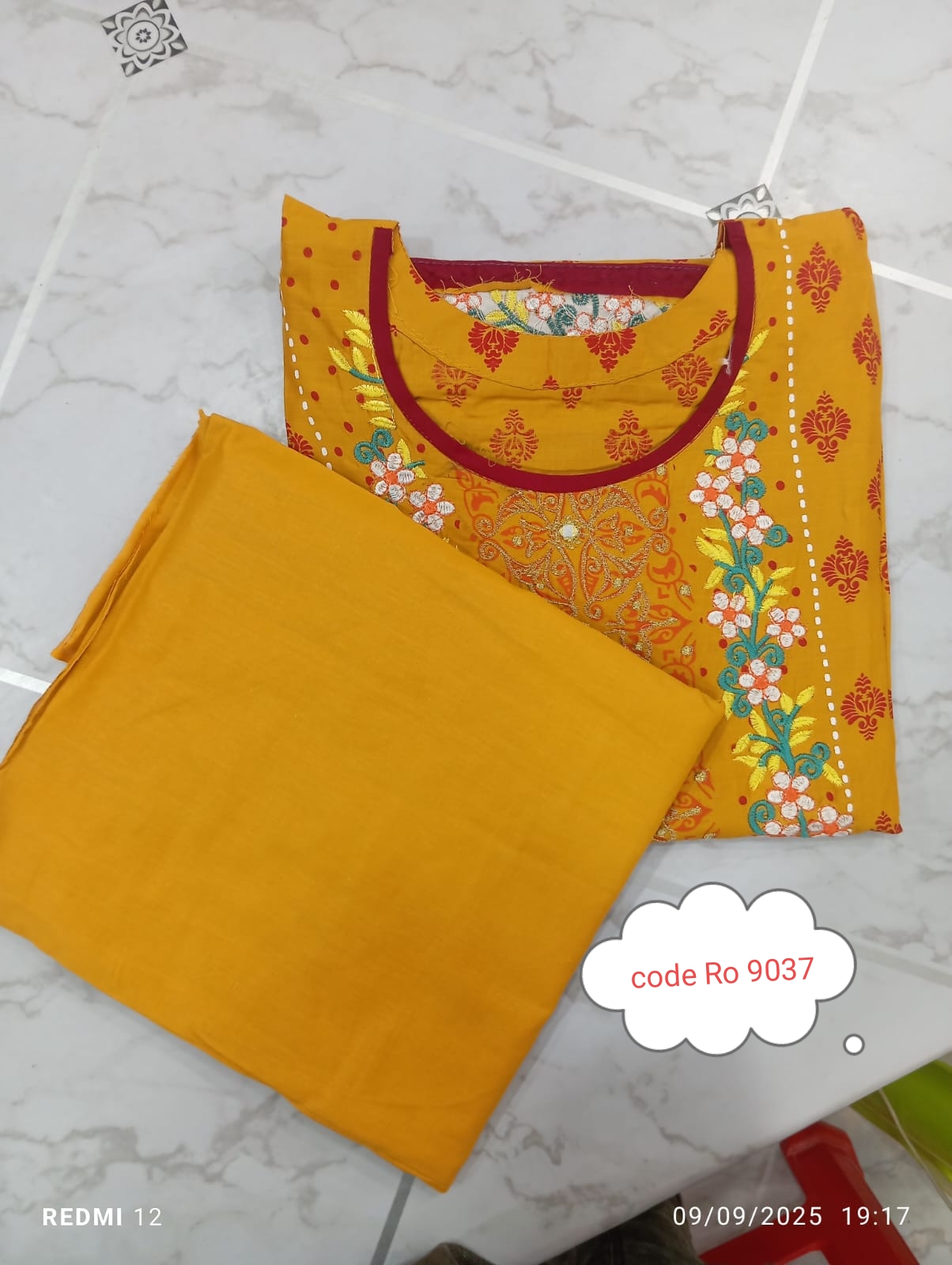 Aarong pure cotton with embroidery secuince work code RO 9037