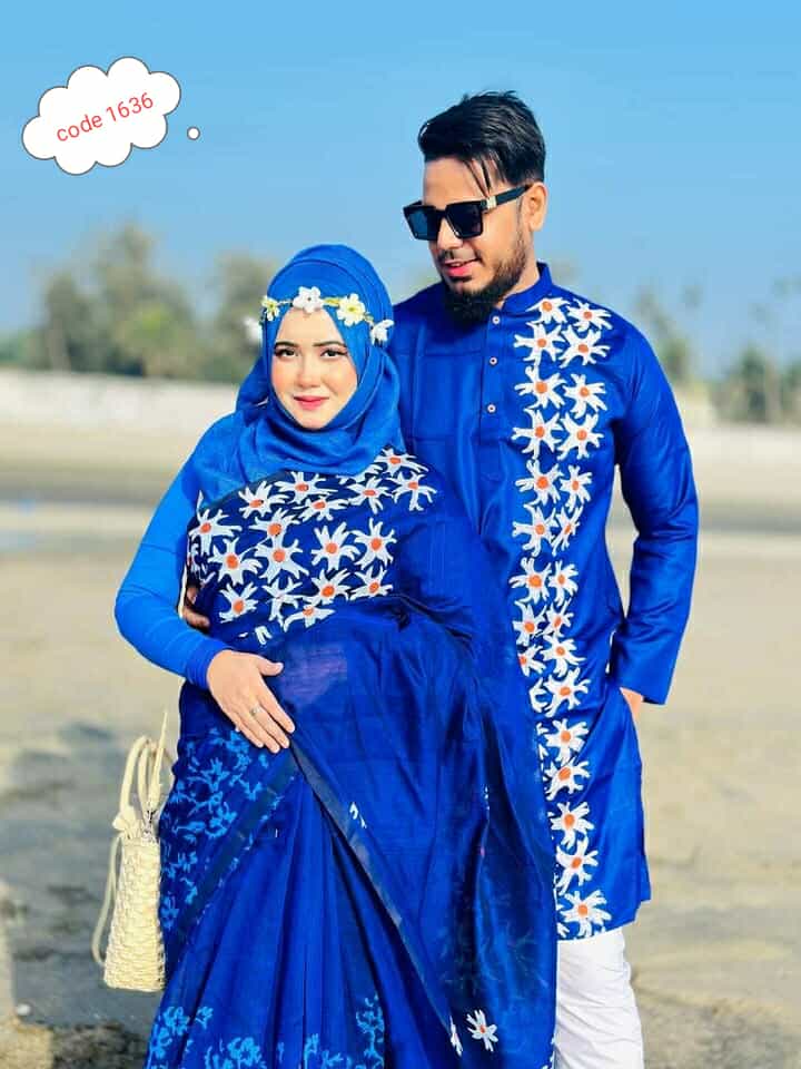 Half Silk saree & panjabi couple set code 1636