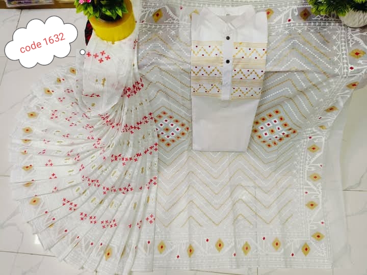 Half Silk saree & panjabi couple set code 1632