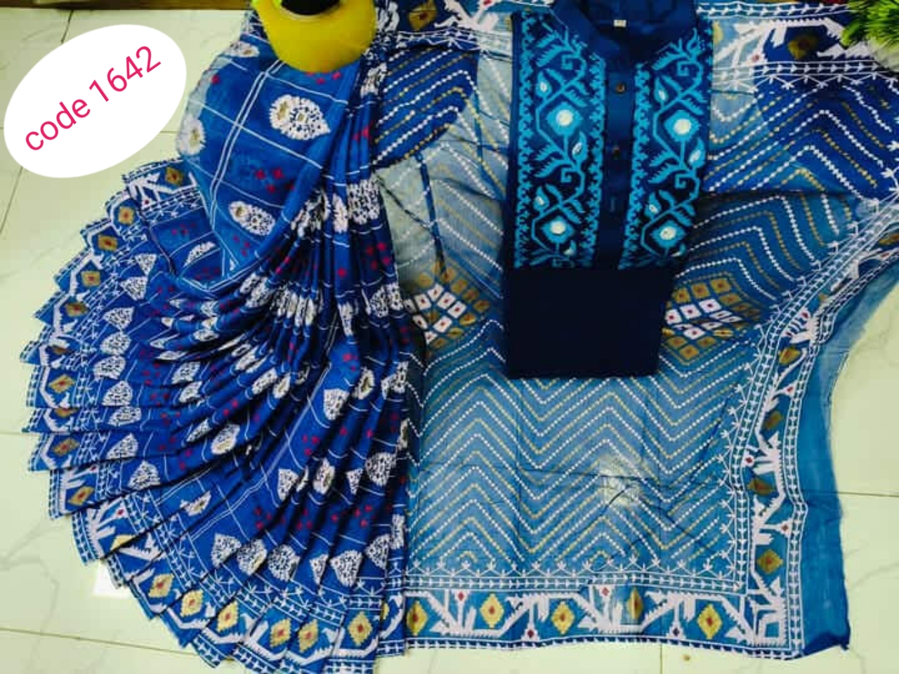 Half Silk saree & panjabi couple set code 1642