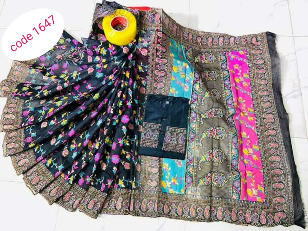 Half Silk saree & panjabi couple set code 1647