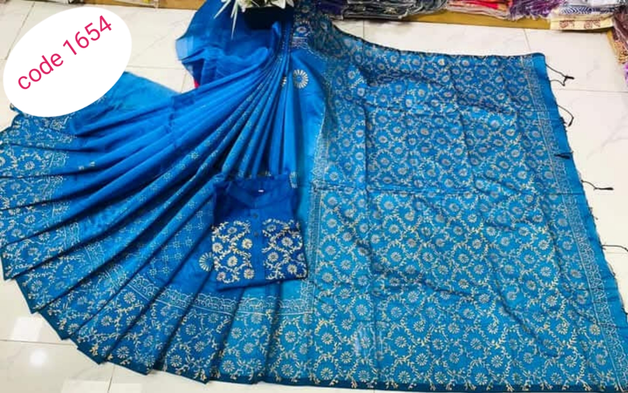 Half Silk saree & panjabi couple set code 1654