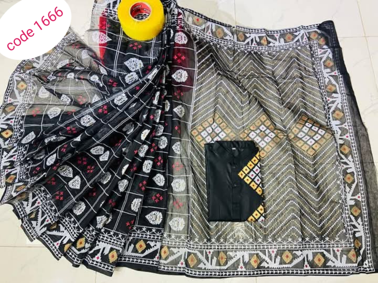 Half Silk saree & panjabi couple set code 1666