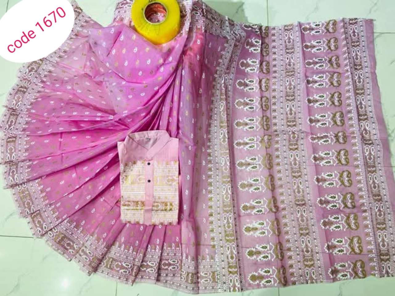 Half Silk saree & panjabi couple set code 1670