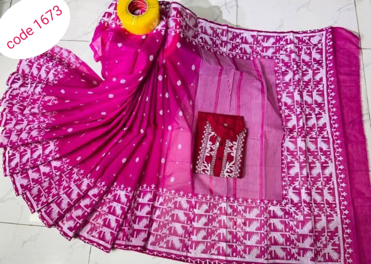 Half Silk saree & panjabi couple set code 1673