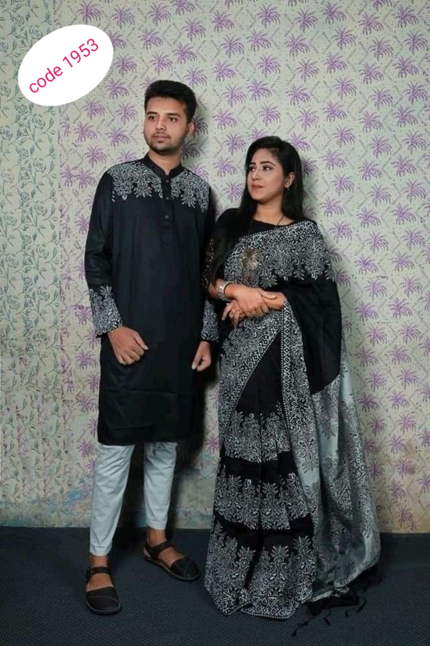 Half Silk saree & panjabi couple set code 1953