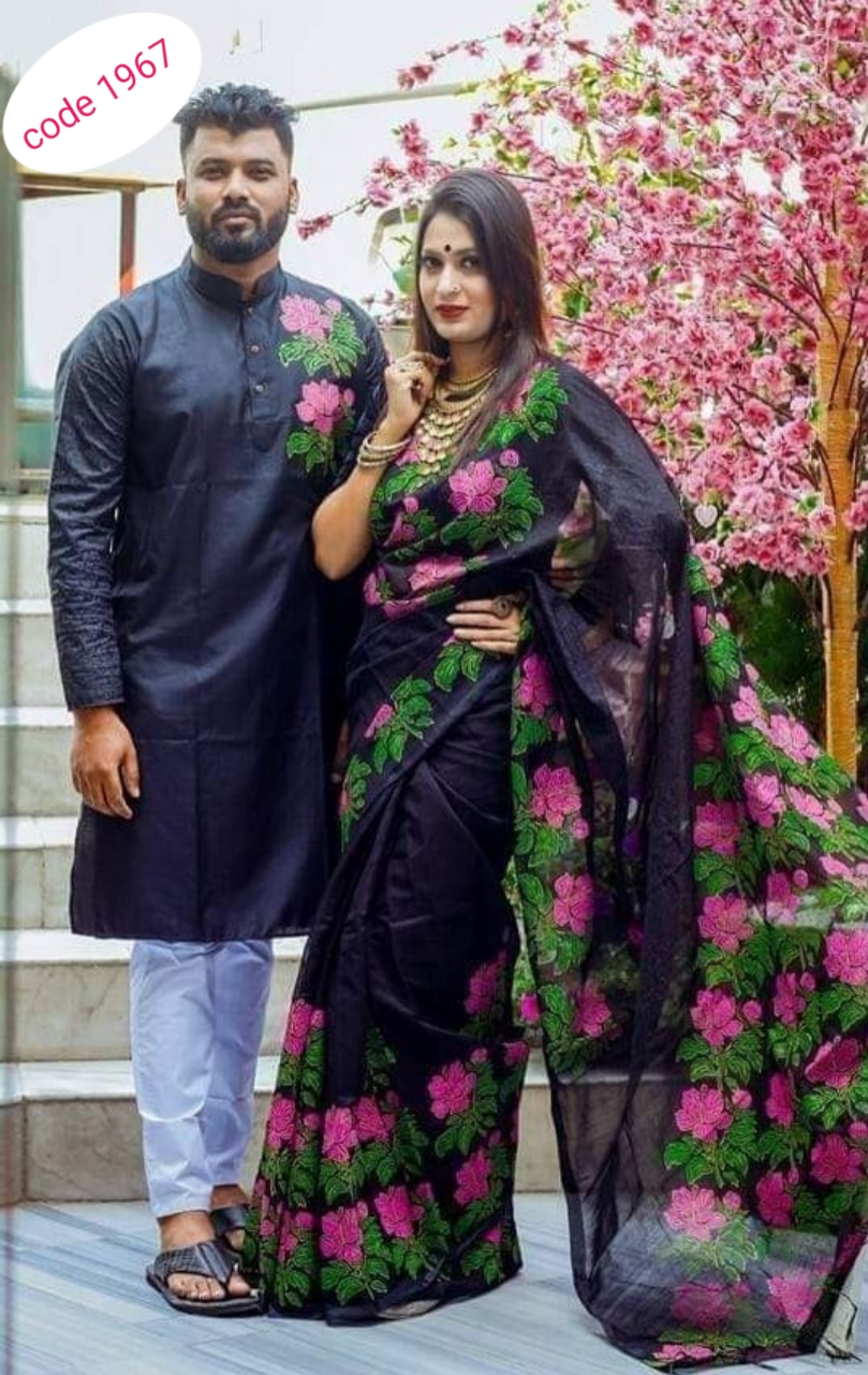 Half Silk saree & panjabi couple set code 1967