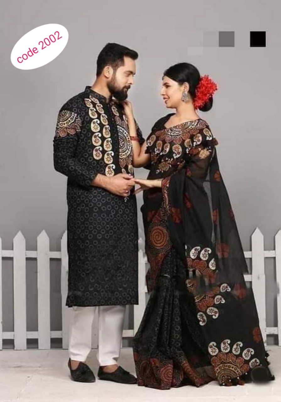 Half Silk saree & panjabi couple set code 2002