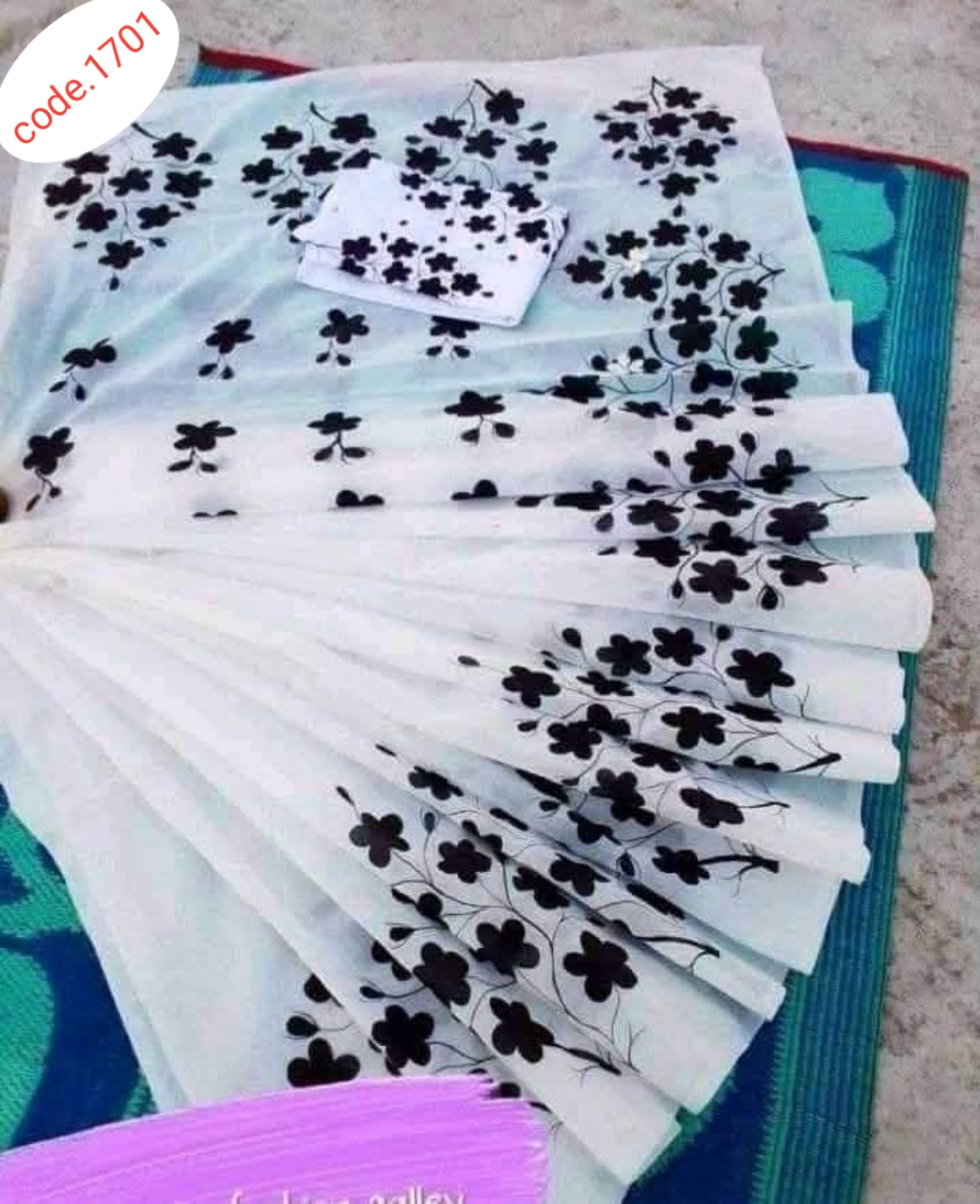 Hand Print saree with Punjabi couple set code 1701