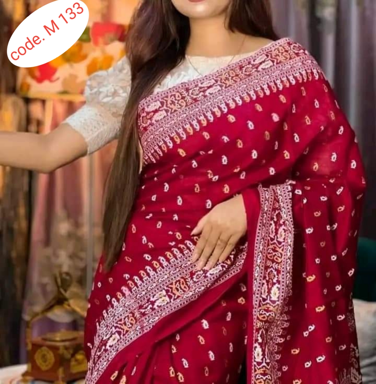 Half Silk saree code M 133