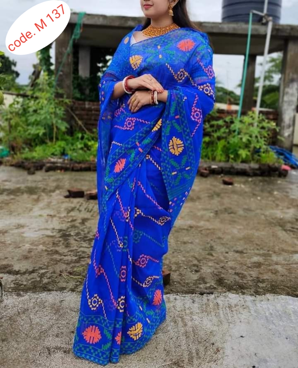 Half Silk saree code M 137