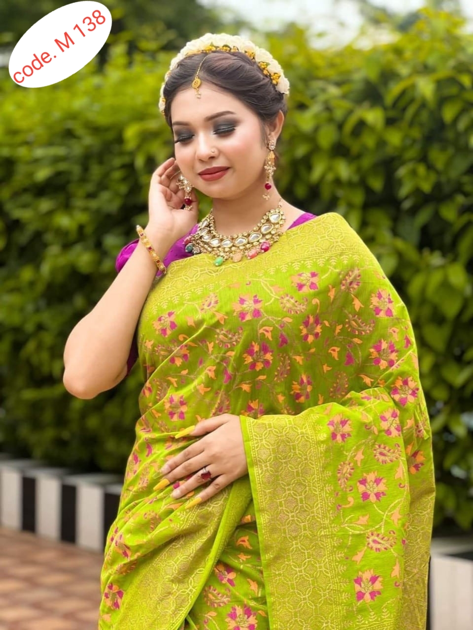 Half Silk saree code M 138