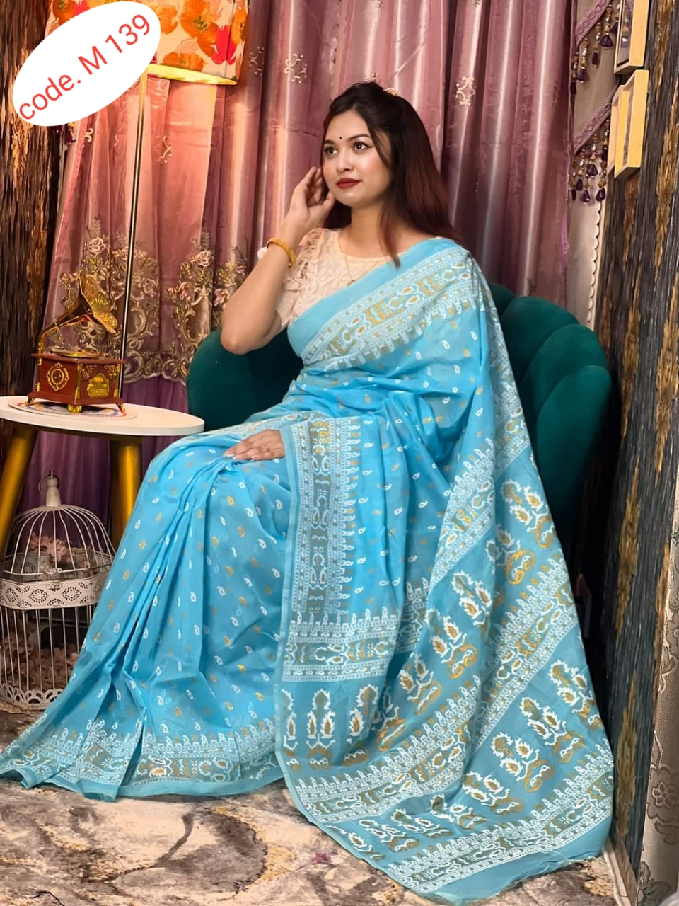 Half Silk saree code M 139