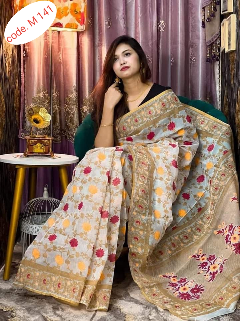 Half Silk saree code M 141