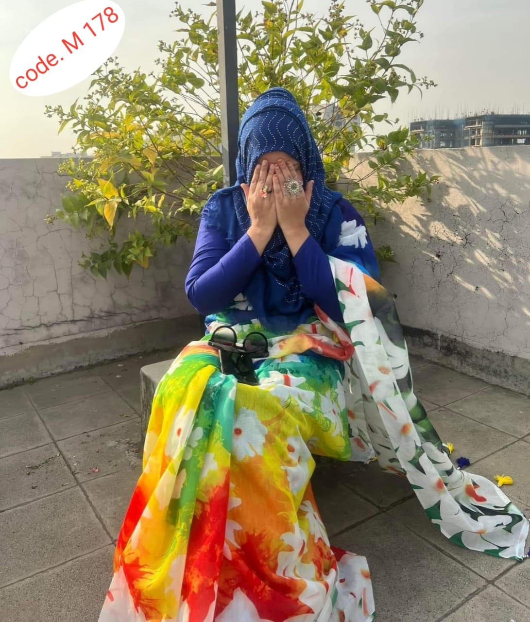 Chanderi silk digital print saree code.M 178