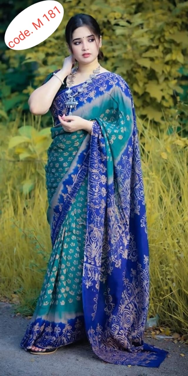 Chanderi silk digital print saree code.M 181