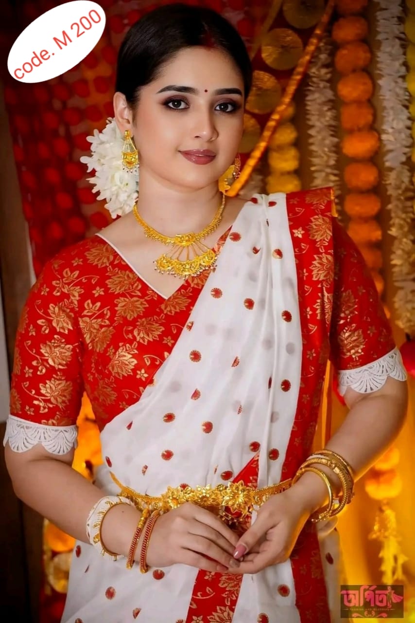 Half silk saree code. M 200