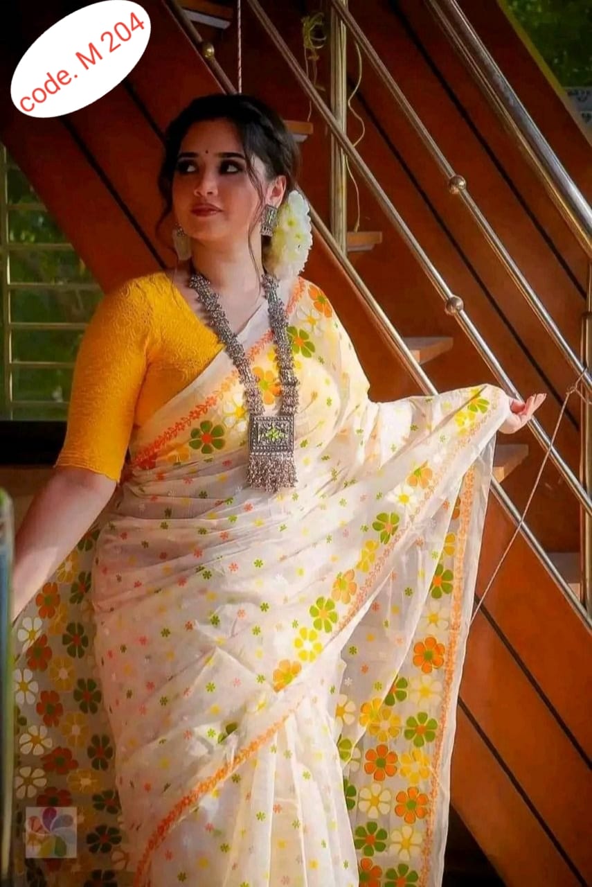 Half silk saree code. M 204