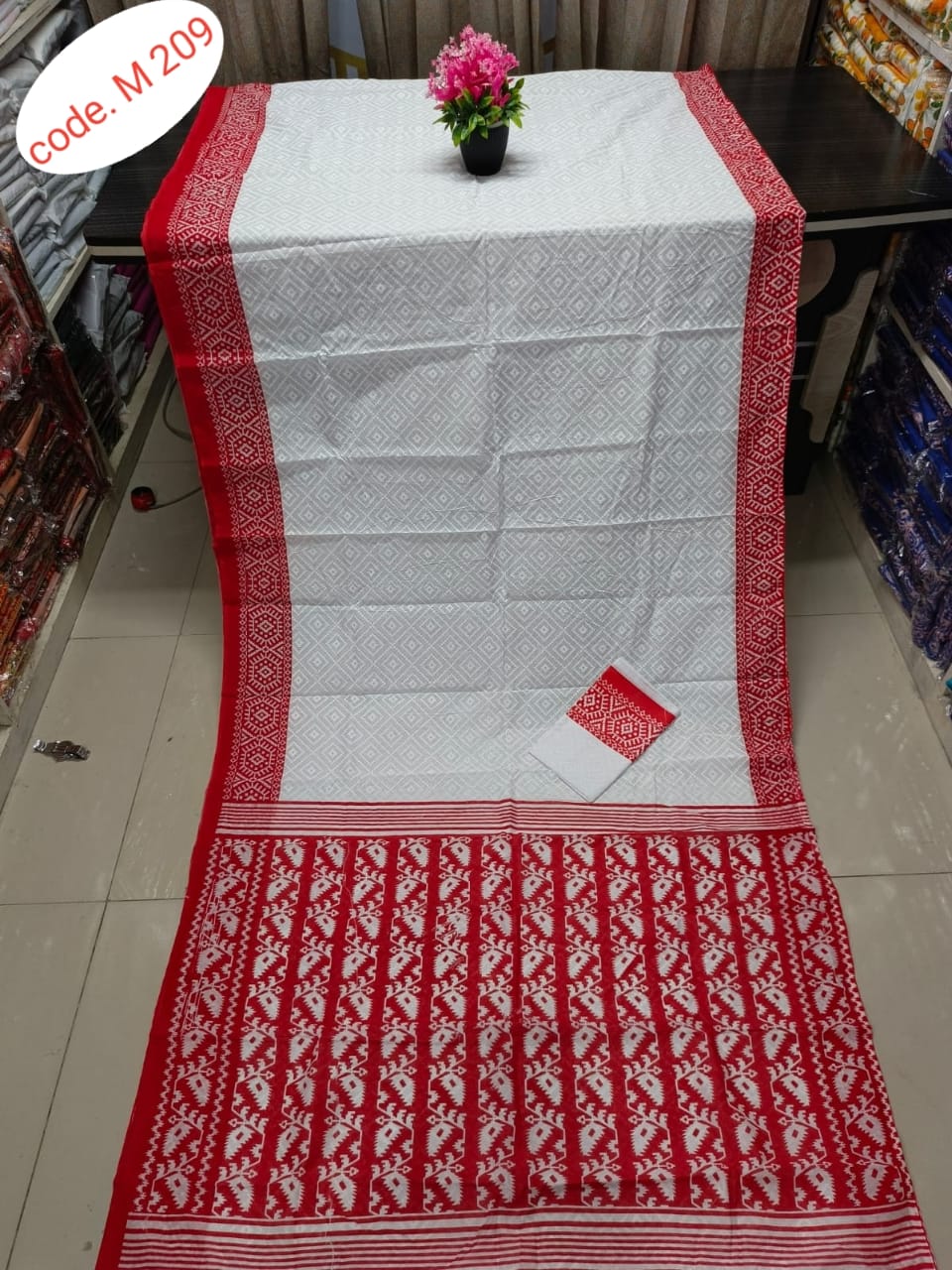 Half silk saree code. M 209