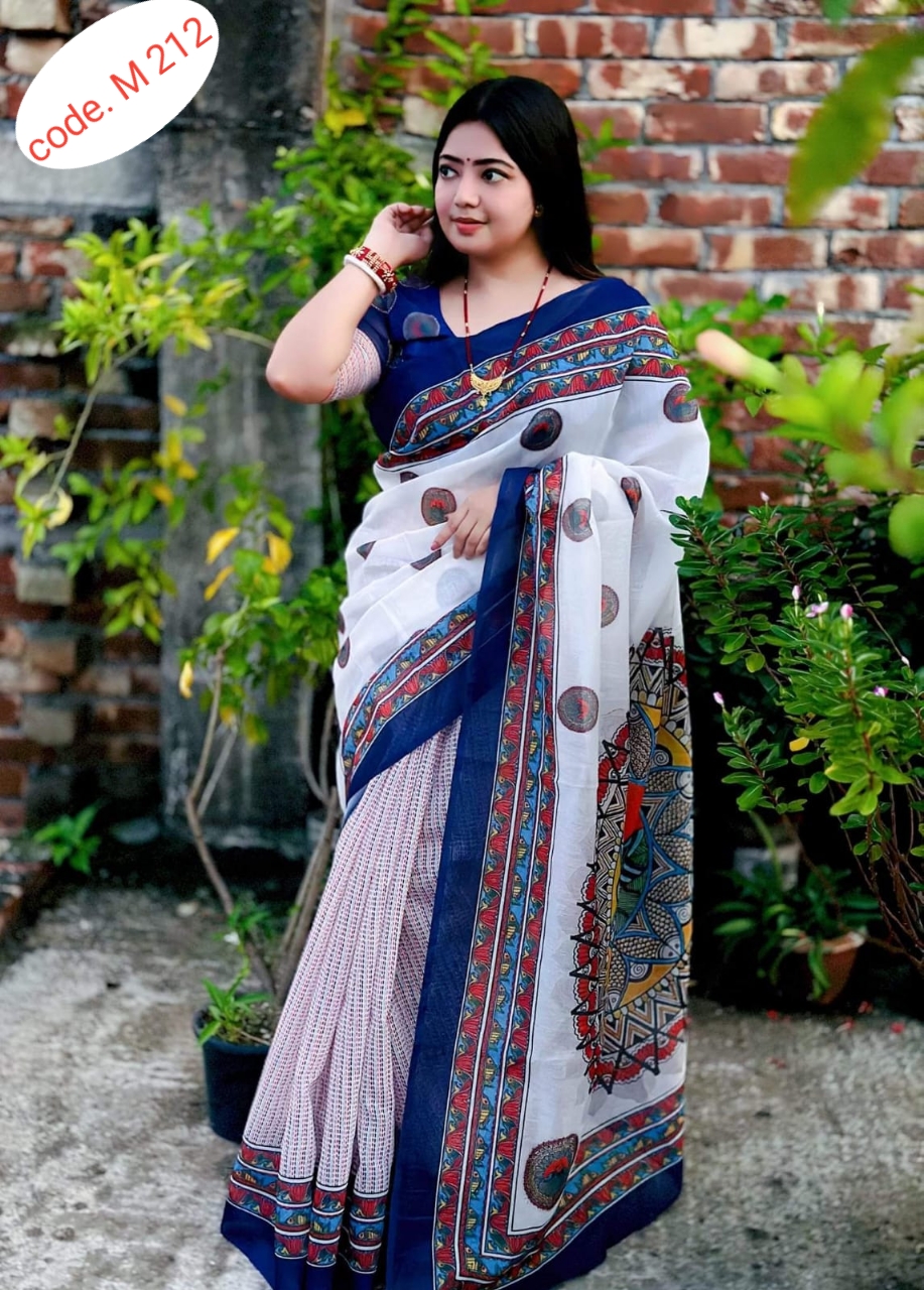 Half Silk Digital Print Saree code. M 212