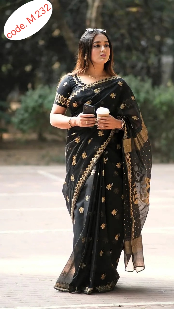 Premium Semi Moslin Saree code M 232