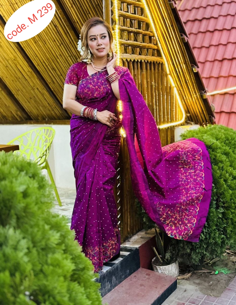 Dhupian Silk Sharee with Blouse Piece code. M 239