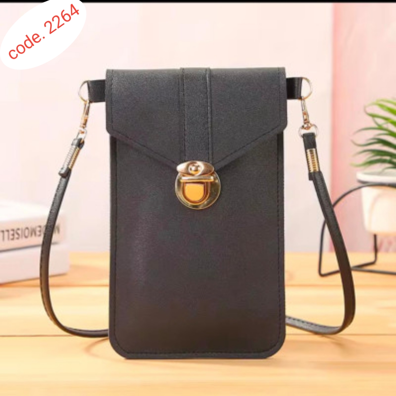 Women's PU Leather Phone Holder With Neck Strap Wallets Touch Screen Bag code. 2264