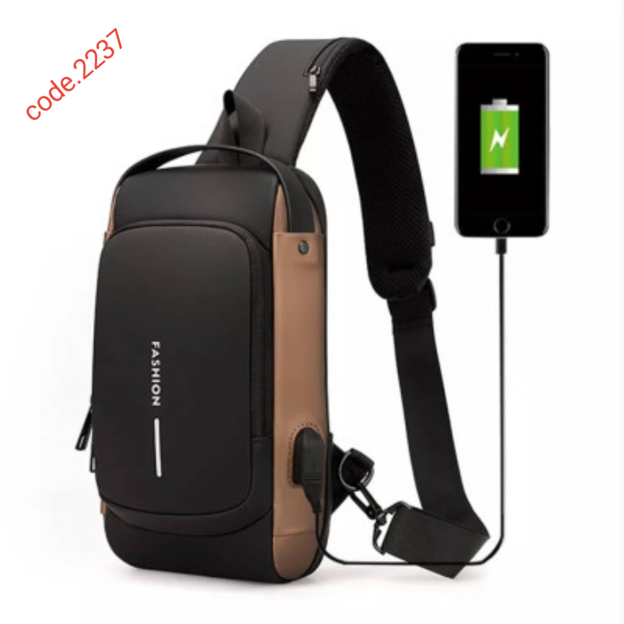 USB charging sport sling Anti-theft shoulder bag code. 2237